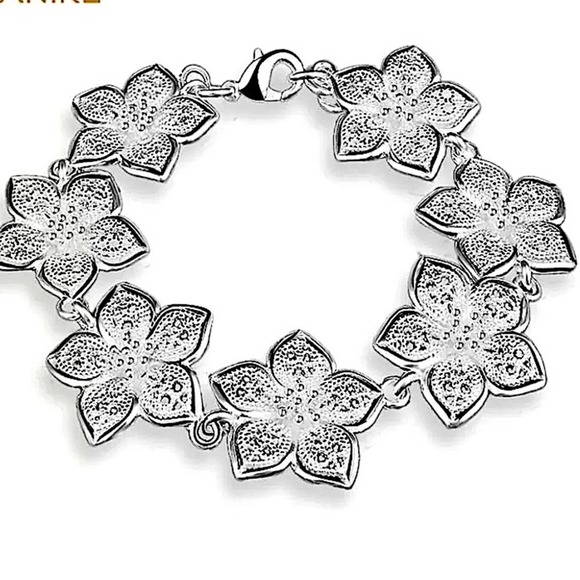 Boho Sterling Silver 925 Flower Chain Bracelet - Picture 7 of 10